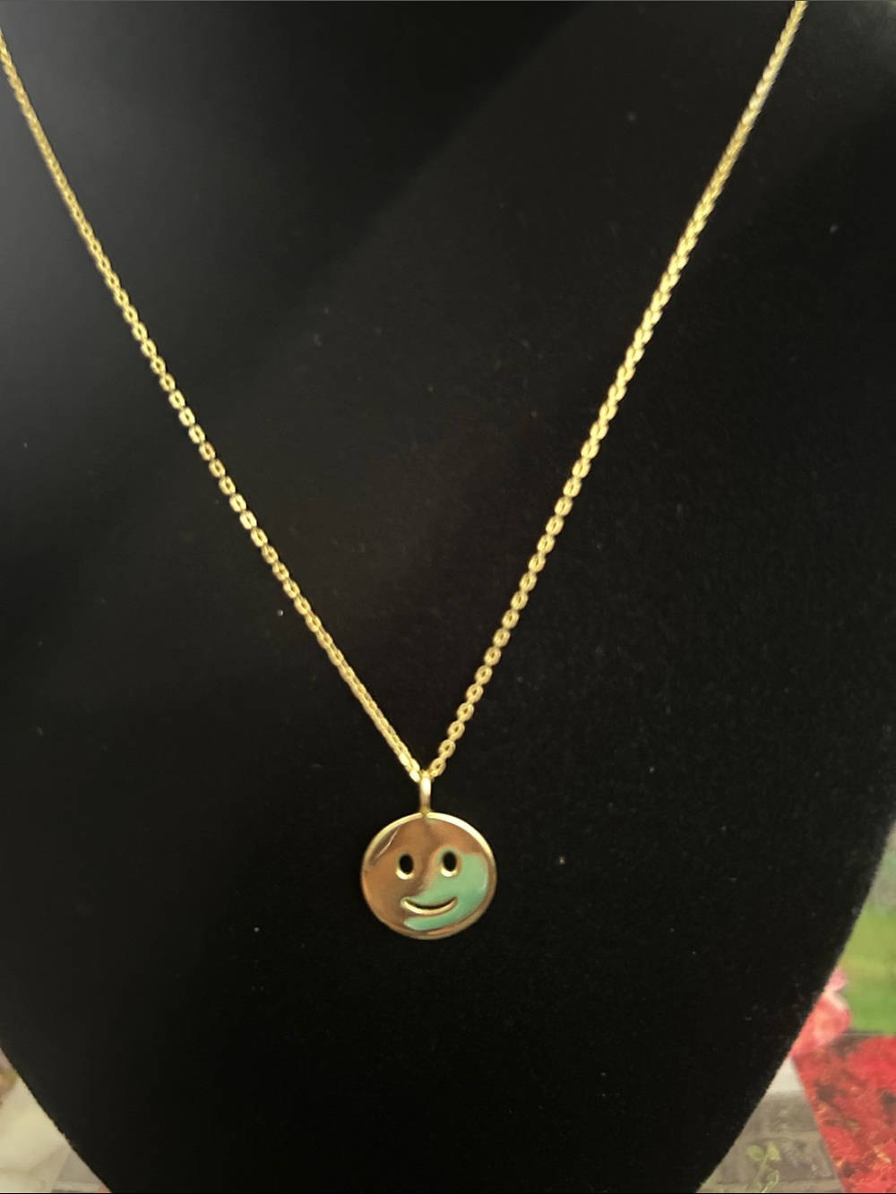Gold Smile Face Pendant Necklace - Women's Jewelry